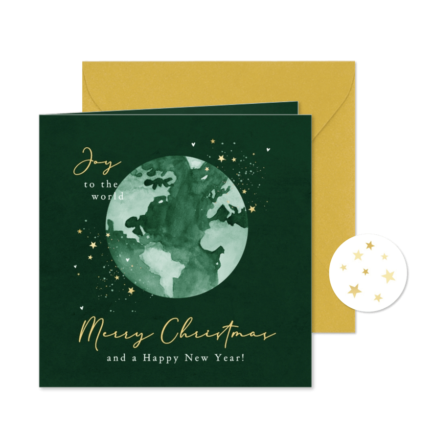 Weihnachtskarte Weltkugel 'Joy to the world' - Karteneindruck
