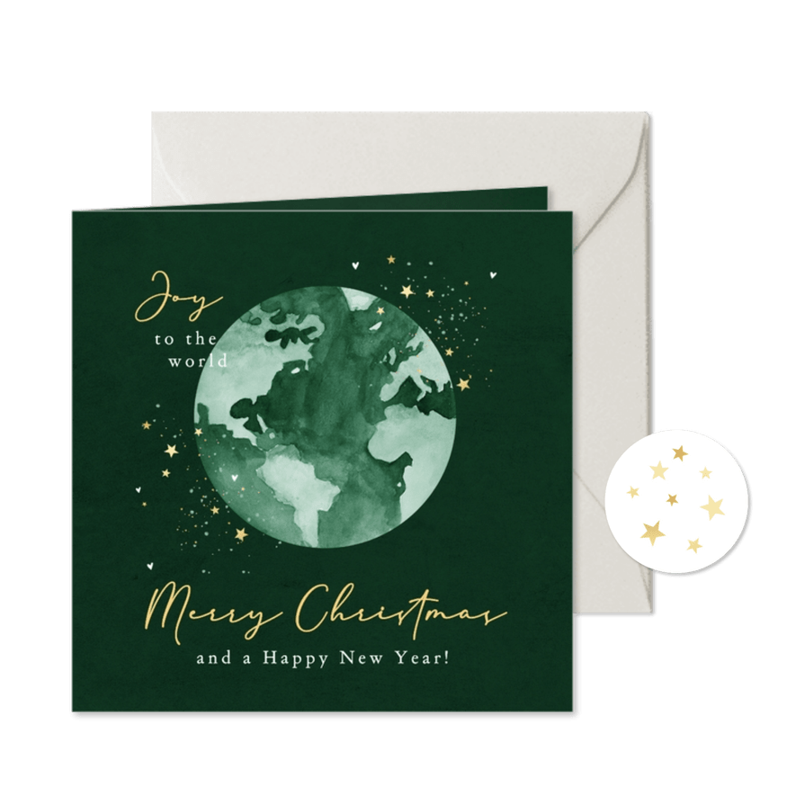 Weihnachtskarte Weltkugel 'Joy to the world' - Karteneindruck