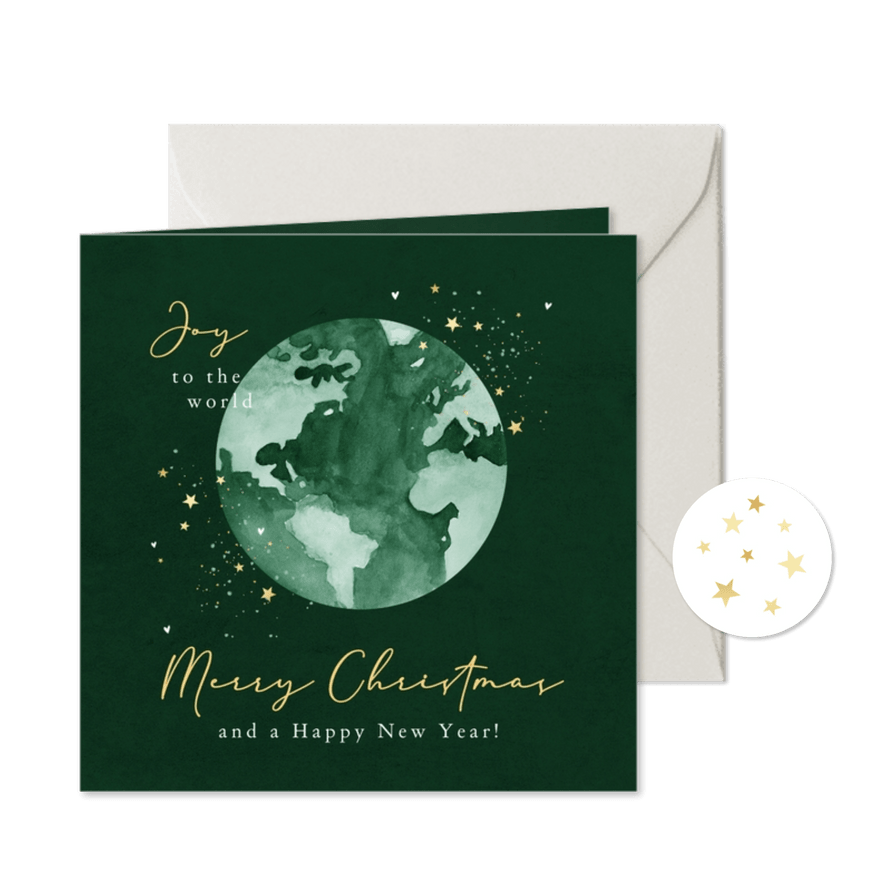 Weihnachtskarte Weltkugel 'Joy to the world' - Karteneindruck
