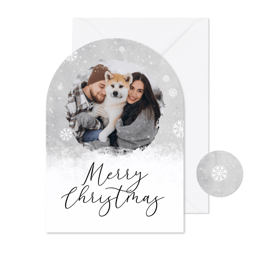 Weihnachtskarte Winter Schnee Bogenkarte mit Foto - Kartenvorschau