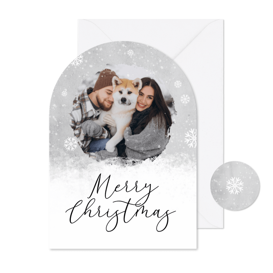 Weihnachtskarte Winter Schnee Bogenkarte mit Foto - Karteneindruck