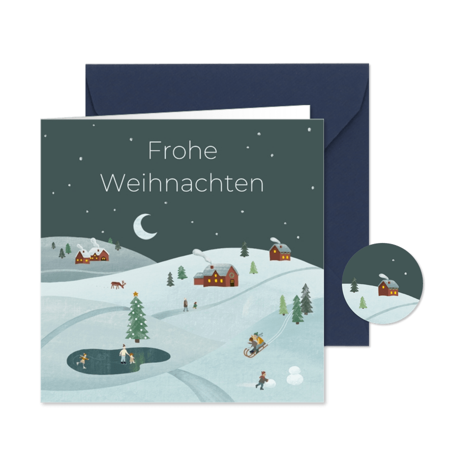 Weihnachtskarte Winterlandschaft nostalgisch - Karteneindruck