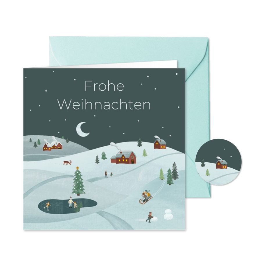 Weihnachtskarte Winterlandschaft nostalgisch - Karteneindruck