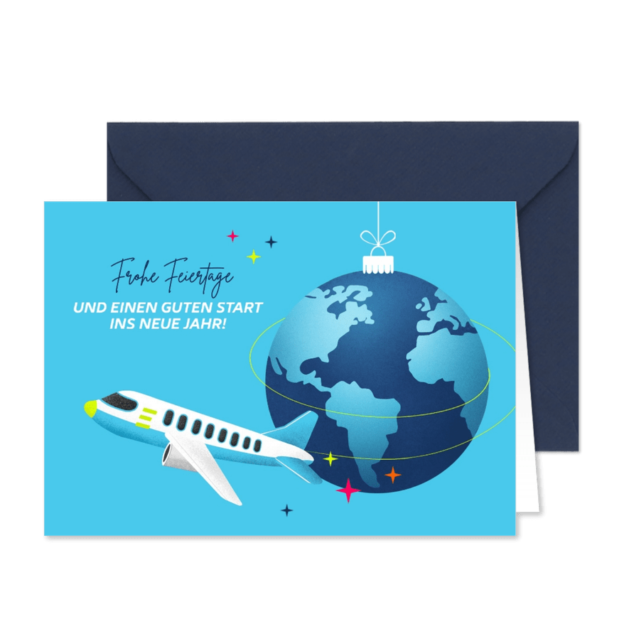 Weihnachtskarte 'Wirbelnder Start' Allianz Direct - Karteneindruck
