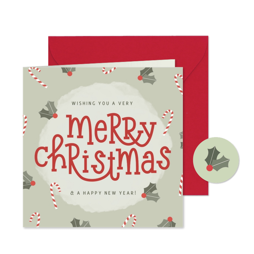 Weihnachtskarte 'Wishing You a Merry Christmas' - Karteneindruck
