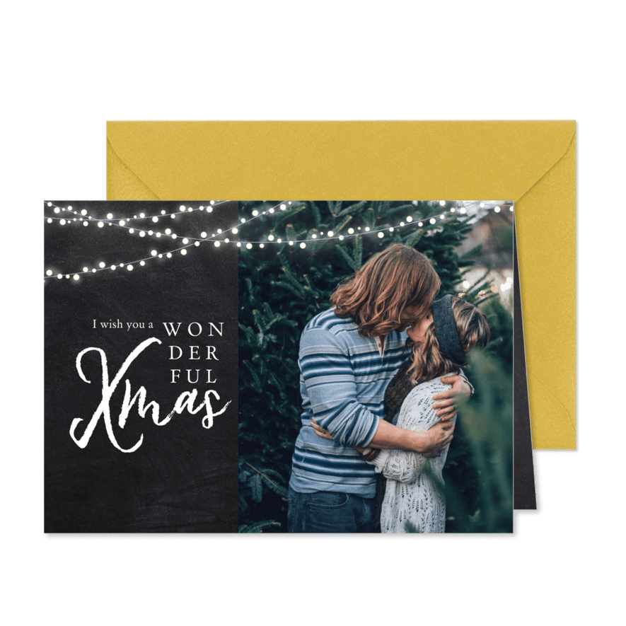 Weihnachtskarte Wonderful Xmas mit Foto - Karteneindruck