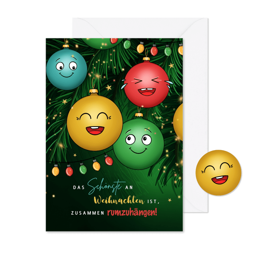 Weihnachtskarte 'Zusammen rumhängen' - Karteneindruck