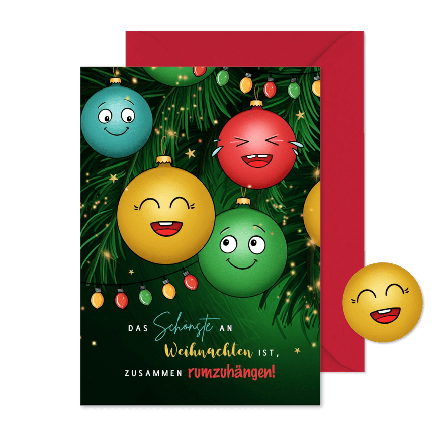 Weihnachtskarte 'Zusammen rumhängen' - Karteneindruck