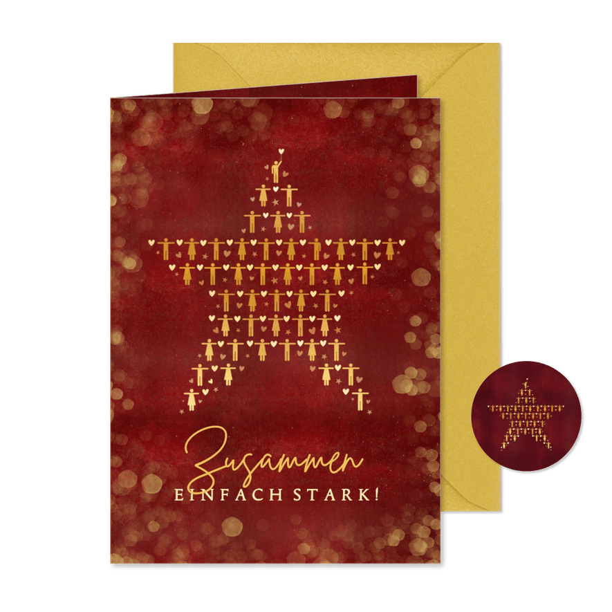 Weihnachtskarte 'Zusammen stark' Stern - Karteneindruck