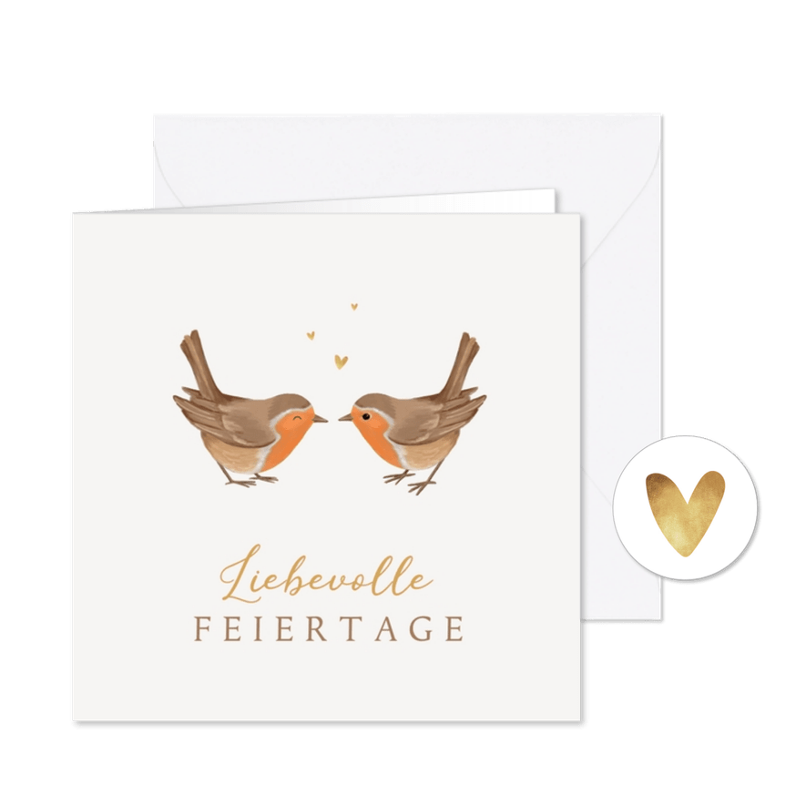 Weihnachtskarte zwei Rotkehlchen - Karteneindruck