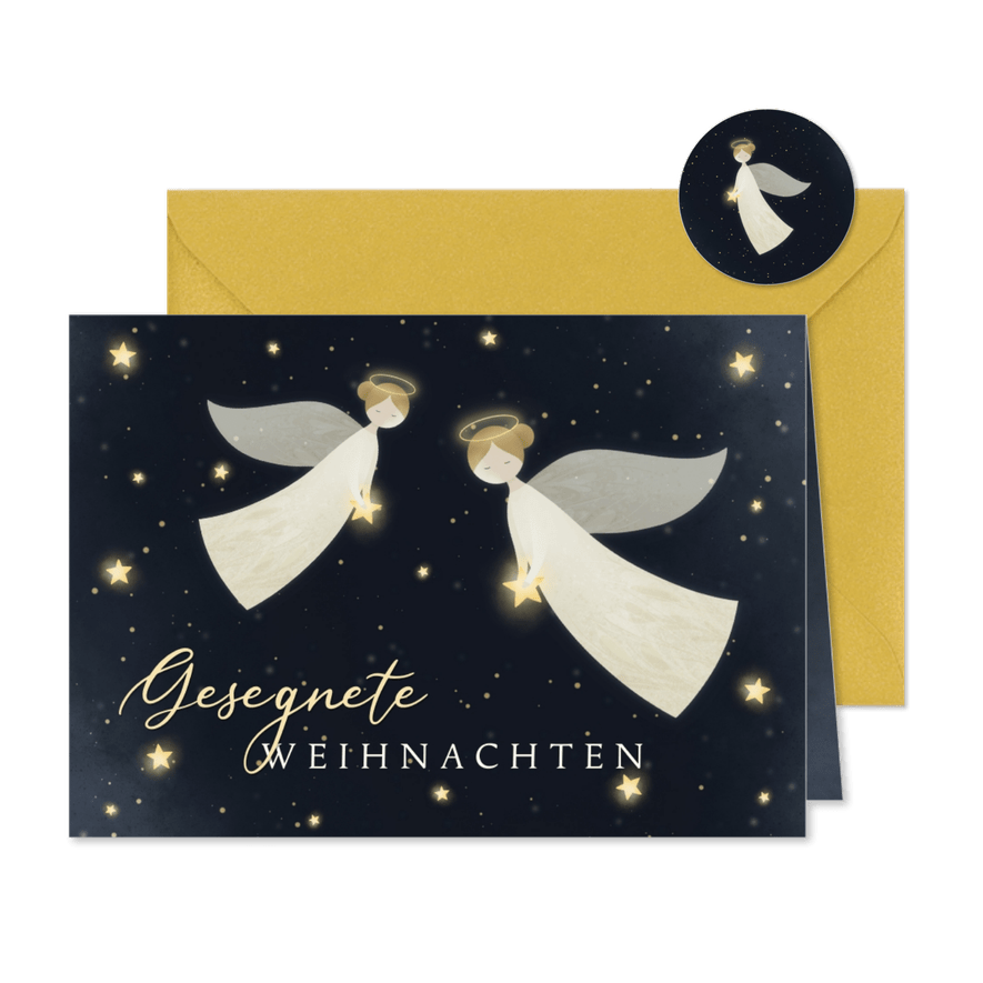 Weihnachtskarte zwei Weihnachtsengel - Karteneindruck