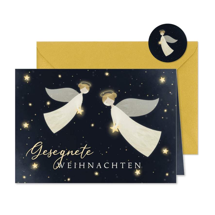 Weihnachtskarte zwei Weihnachtsengel - Kartenvorschau
