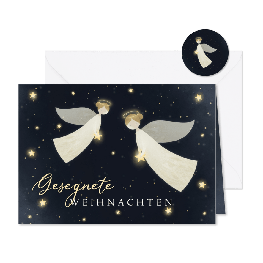 Weihnachtskarte zwei Weihnachtsengel - Karteneindruck