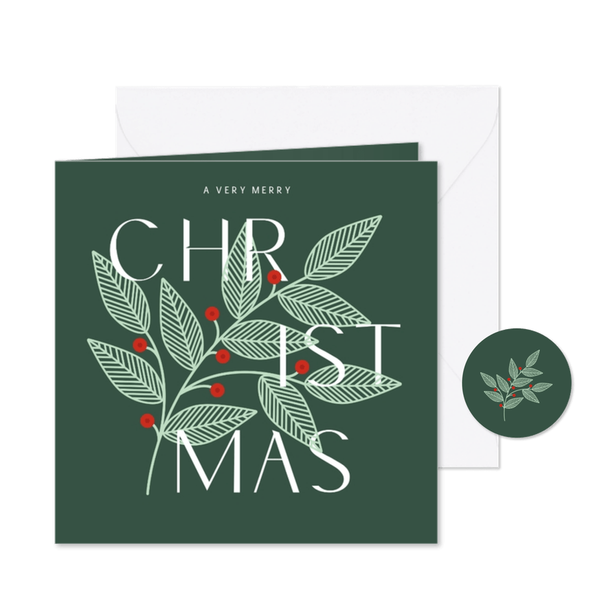 Weihnachtskarte Zweig mit Beeren 'Christmas' - Karteneindruck