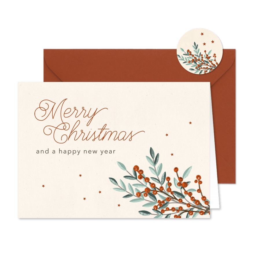 Weihnachtskarte Zweige & Sterne klassisch - Karteneindruck