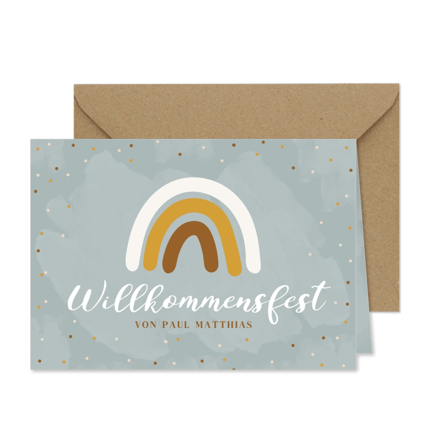 Willkommensfest Einladungskarte Regenbogen - Karteneindruck
