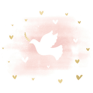 Aufkleber mit weißer Taube auf rosa Aquarellfarbe