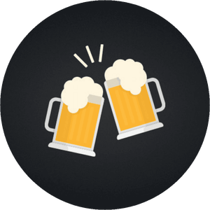 Schwarzer Aufkleber mit Biergläsern