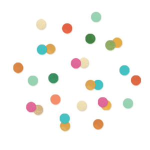 Weißer Aufkleber mit buntem Konfetti