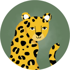 Grüner Aufkleber mit Leopard