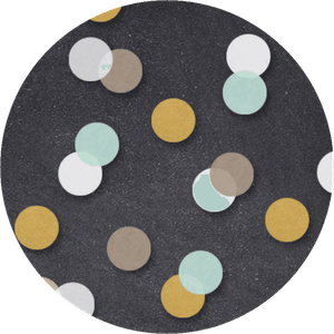 Aufkleber in Grau-Schwarz mit Konfetti