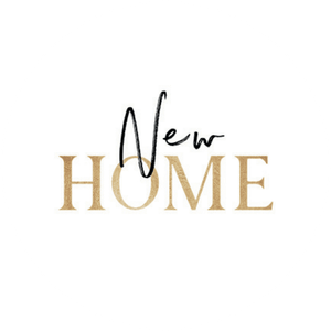 Weißer Aufkleber mit Schrift in Schwarz und Goldoptik