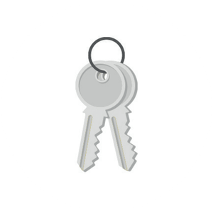 Weißer Aufkleber mit Schlüsselbund