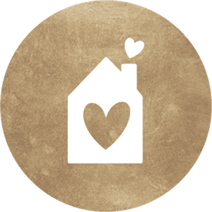 Aufkleber mit weißem Haus auf Hintergrund in Goldoptik