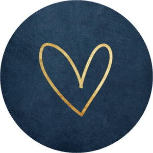 Dunkelblauer Aufkleber mit Herz in Goldoptik