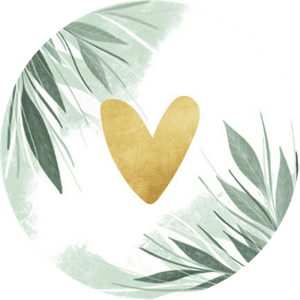 Aufkleber mit Zweigen und Herzchen in Goldoptik