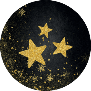 Schwarzer Aufkleber mit Sternchen in Goldoptik