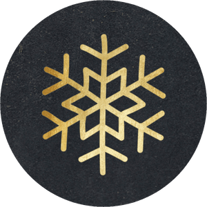 Schwarzer Aufkleber mit Schneeflocke in Goldoptik