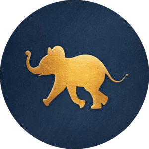 Dunkelblauer Aufkleber mit Elefant in Goldoptik