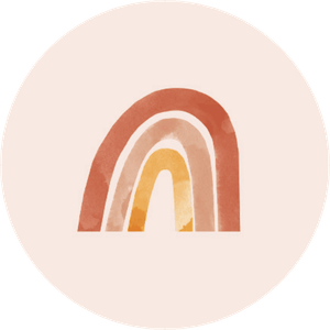 Lachsfarbener Aufkleber mit Regenbogen in Rosé