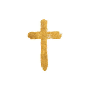 Weißer Aufkleber mit Kreuz in Goldoptik