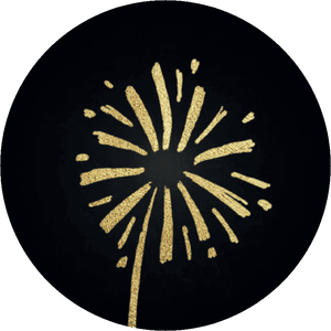 Schwarzer Aufkleber mit Feuerwerk in Goldoptik
