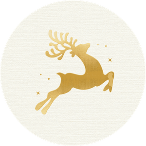 Crèmeweißer Aufkleber mit Rentier in Goldoptik