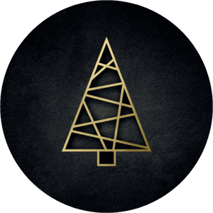 Schwarzer Aufkleber mit Weihnachtsbaum in Goldoptik