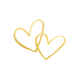 Weißer Aufkleber mit zwei Herzen in Goldoptik