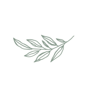 Weißer Verschluss-Aufkleber mit graugrünem Zweig