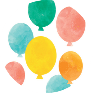 Weißer Aufkleber mit bunten Luftballons