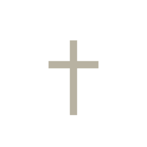 Weißer Aufkleber mit Kreuz in Graubraun