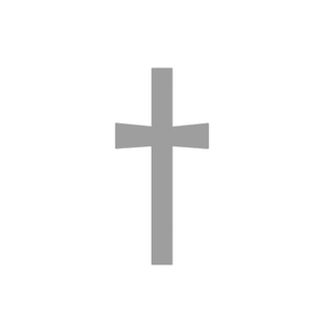 Weißer Aufkleber mit Kreuz in Grau