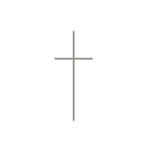 Weißer Aufkleber mit schmalem Kreuz in Grau