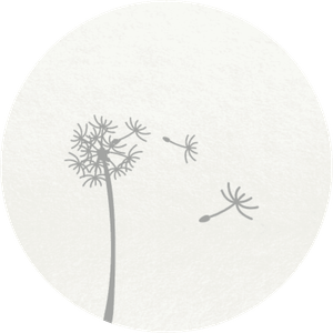 Crèmeweißer Aufkleber mit Pusteblume in Grau