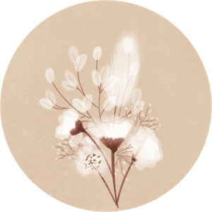 Beiger Aufkleber mit Trockenblumen in Weiß