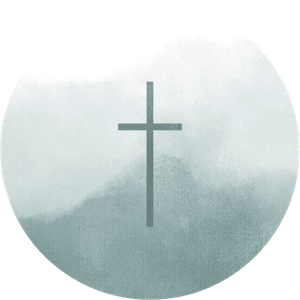 Aufkleber in graugrüner Aquarelloptik mit  Kreuz