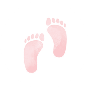 Weißer Aufkleber mit rosa Babyfüßen