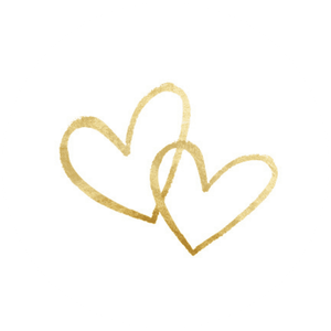 Weißer Aufkleber mit zwei Herzen in Goldoptik