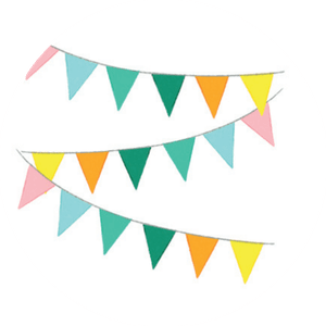 Weißer Aufkleber mit bunten Fähnchen